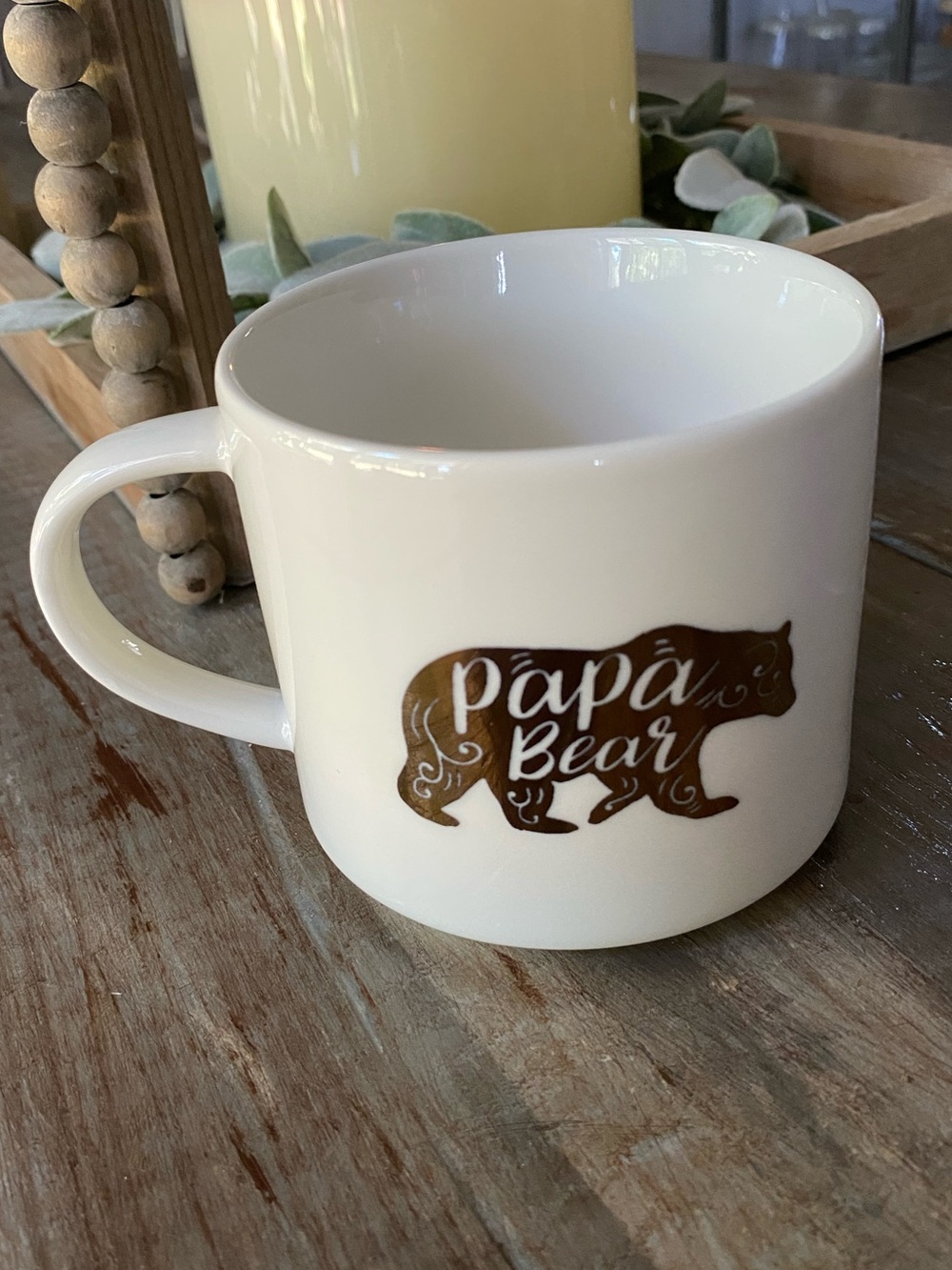 Threshold “Papa Bear" Gold Bear Porcelain 16oz Coffee Mug Metallic Gold White